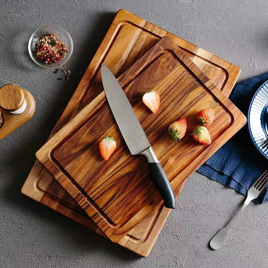 Acacia Wood Cutting Board Wooden Cutting Board with Juice Groove