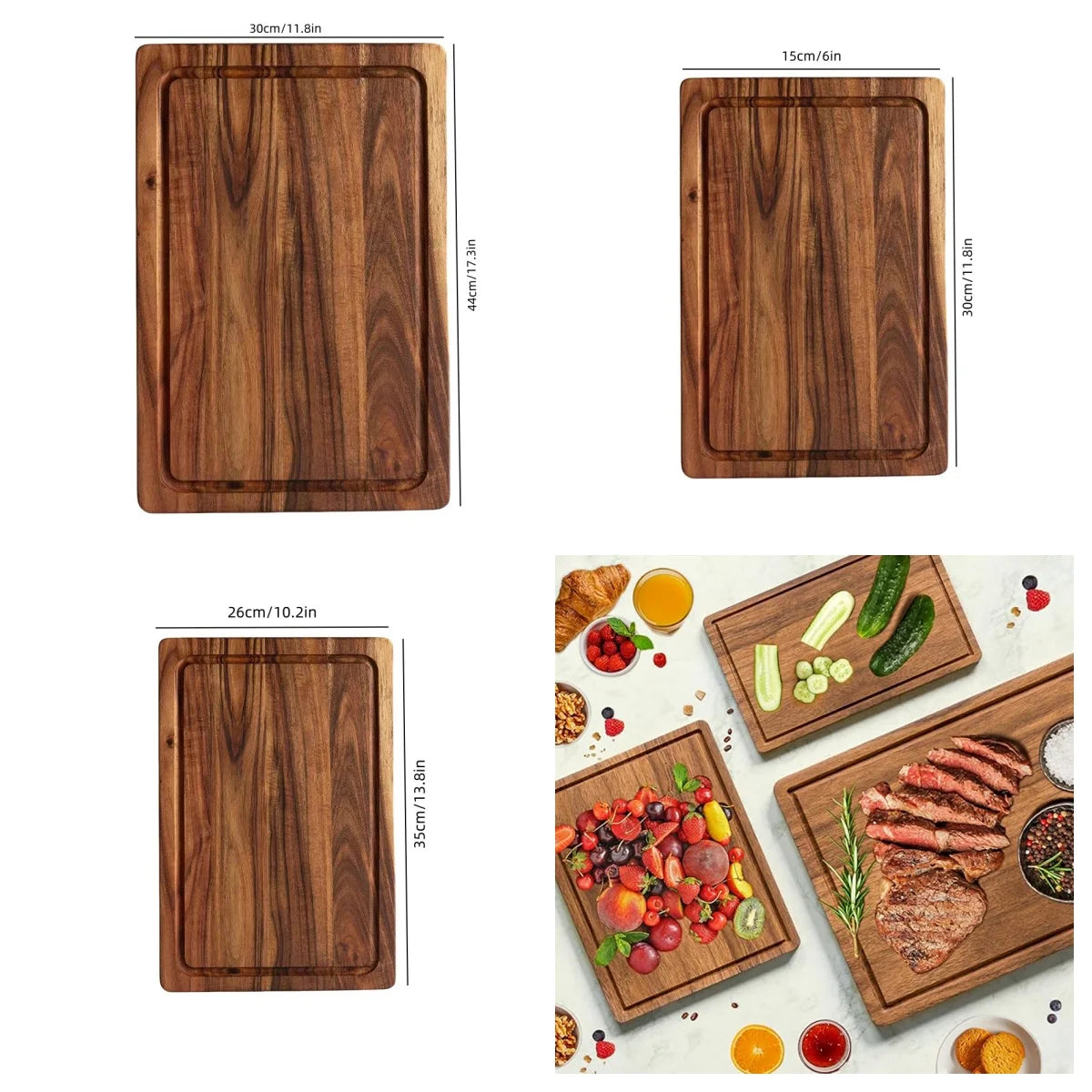 Acacia Wood Cutting Board Wooden Cutting Board with Juice Groove