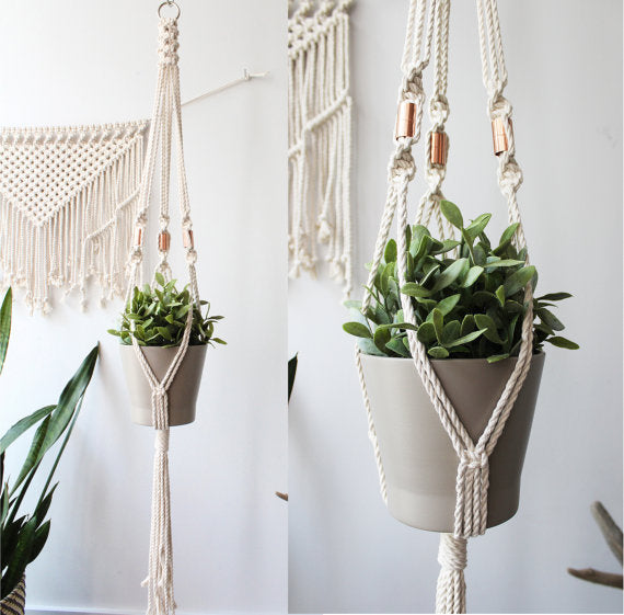 macrame ceiling plant hanger Macrame Plant Hanger, Copper Macrame – Rustic Oddities