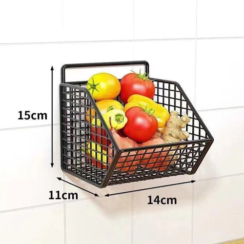 Wall Mounted Kitchen Storage Basket Durable Wire Storage Rack for