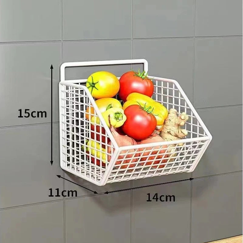 Wall Mounted Kitchen Storage Basket Durable Wire Storage Rack for