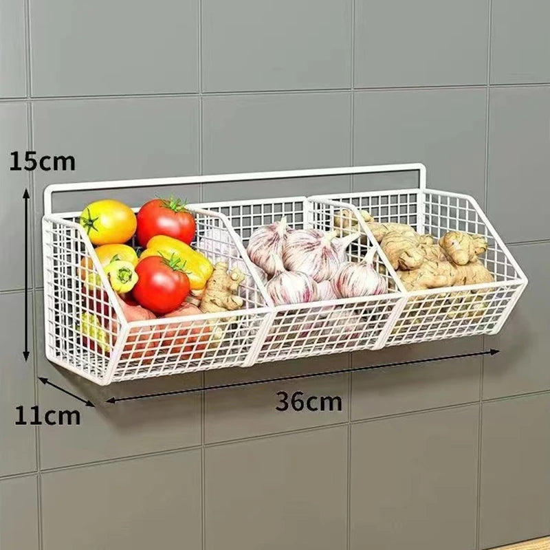 Wall Mounted Kitchen Storage Basket Durable Wire Storage Rack for