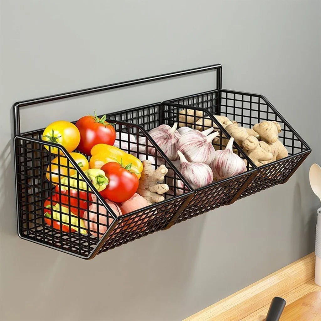 Wall Mounted Kitchen Storage Basket Durable Wire Storage Rack for