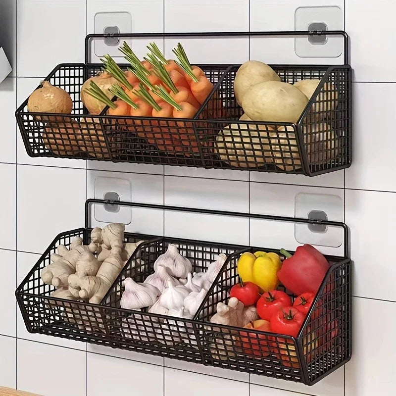 Wall Mounted Kitchen Storage Basket Durable Wire Storage Rack for