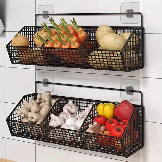 Wall Mounted Kitchen Storage Basket Durable Wire Storage Rack for