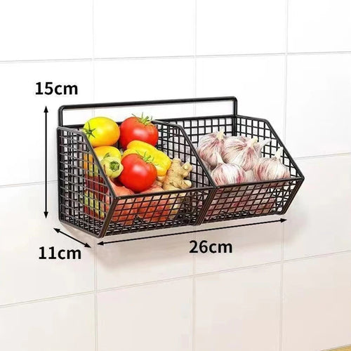 Wall Mounted Kitchen Storage Basket Durable Wire Storage Rack for