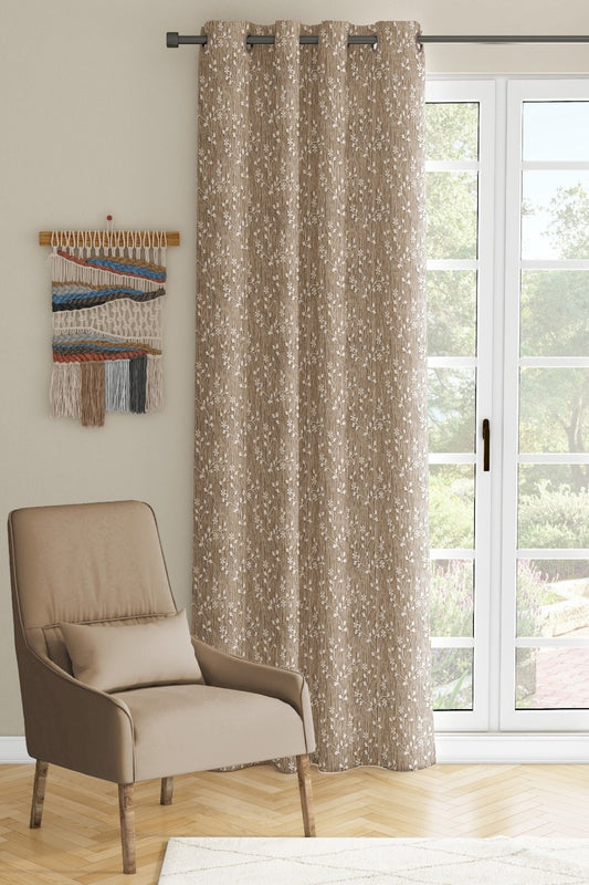 Stylish Printed Polyester Door Curtains, 7 Feet Long (Color-BEIGE)